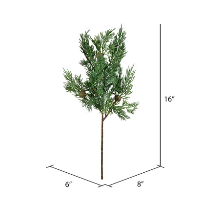 Vickerman 16" Green Stovall Cedar Pine Artificial Christmas Spray. Includes 4 sprays per pack.