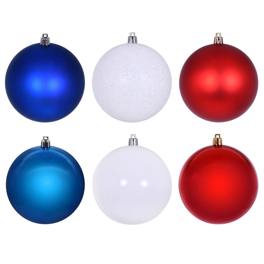 Vickerman 4" Red White and Blue Ornament Assortment 18 per box.