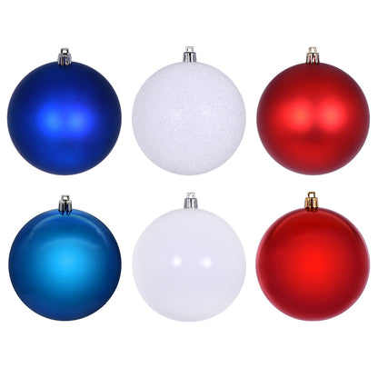 Vickerman 4" Red White and Blue Ornament Assortment 18 per box.