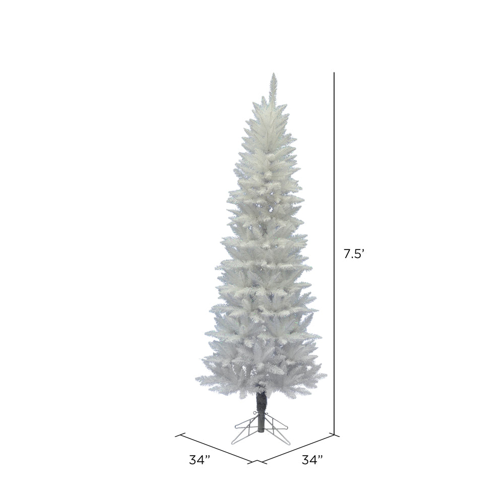 Vickerman 7.5' Sparkle White Spruce Pencil Artificial Christmas Tree Unlit