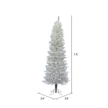 Vickerman 7.5' Sparkle White Spruce Pencil Artificial Christmas Tree Unlit