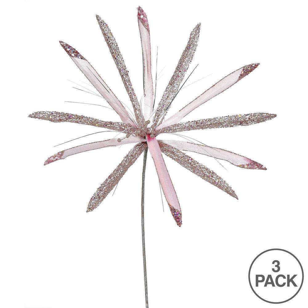 Vickerman 24" Pink Velvet Papyrus Artificial Christmas Pick 3 per Bag