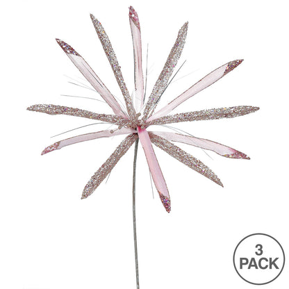 Vickerman 24" Pink Velvet Papyrus Artificial Christmas Pick 3 per Bag