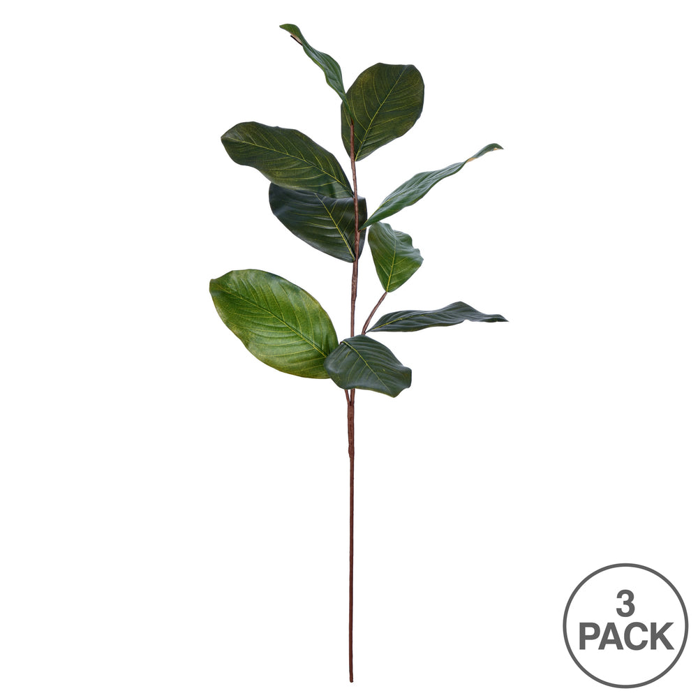 Vickerman 30" Artificial Green Magnolia Spray. Includes 3 sprays per pack.