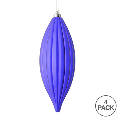 Vickerman 8" Purple Matte Line Finial Ornament Pack of 4