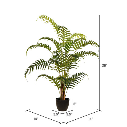 Vickerman 35" Artificial Potted Fern Palm Real Touch Leaves.