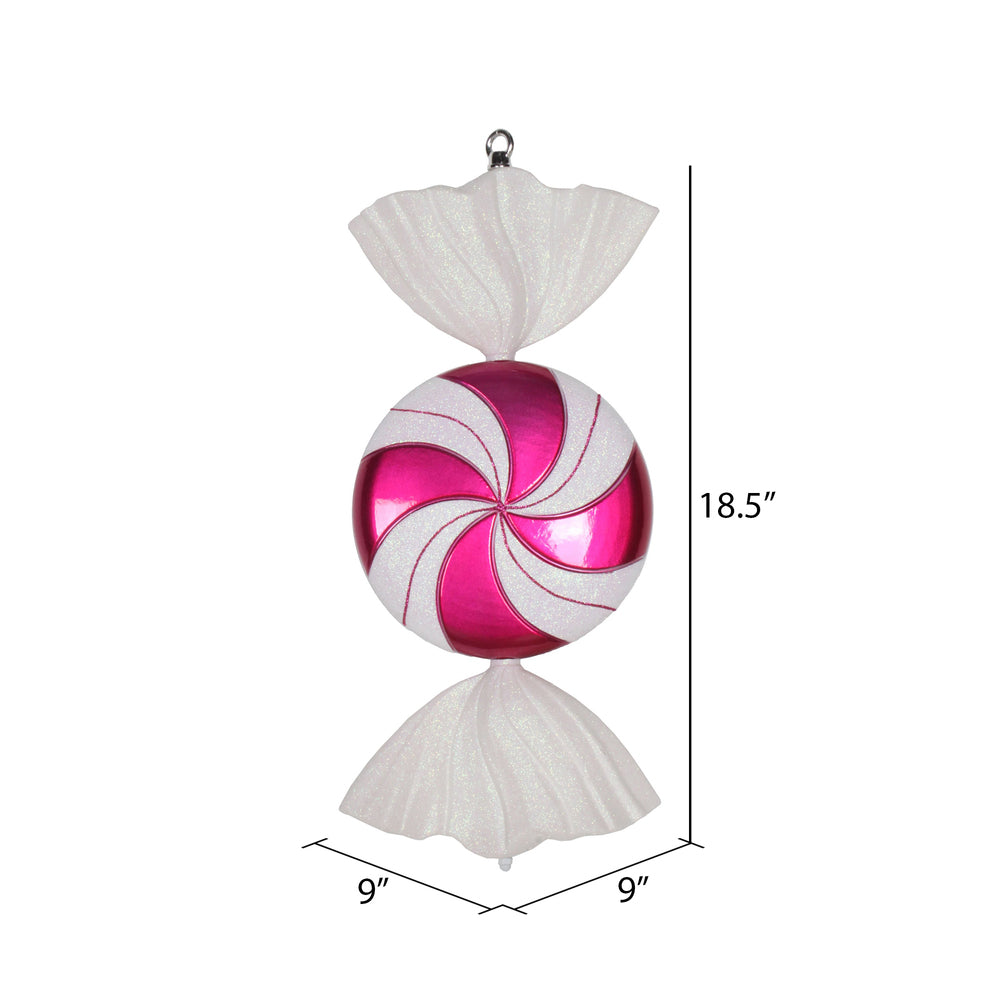 Vickerman 18.5" Cerise-White Flat Swirl Candy Christmas Ornament