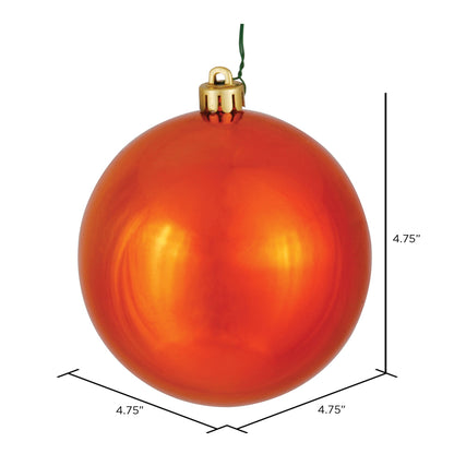 Vickerman 4.75" Burnished Orange Shiny Ball Ornament 4 per Bag