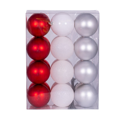 Vickerman 3" Red White and Silver Ornament Assortment 24 per box.