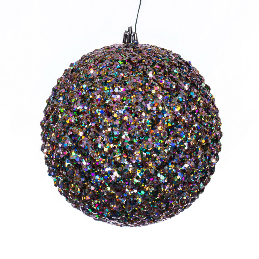 Vickerman 6" Multi-color Durian Sequin Glitter Ball Christmas Ornament 4 pieces per bag