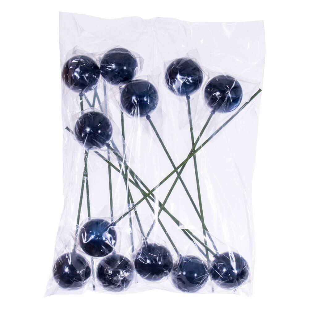 Vickerman 3" x 18" Midnight Blue Pearl Ball Ornament Stick 12 per bag.