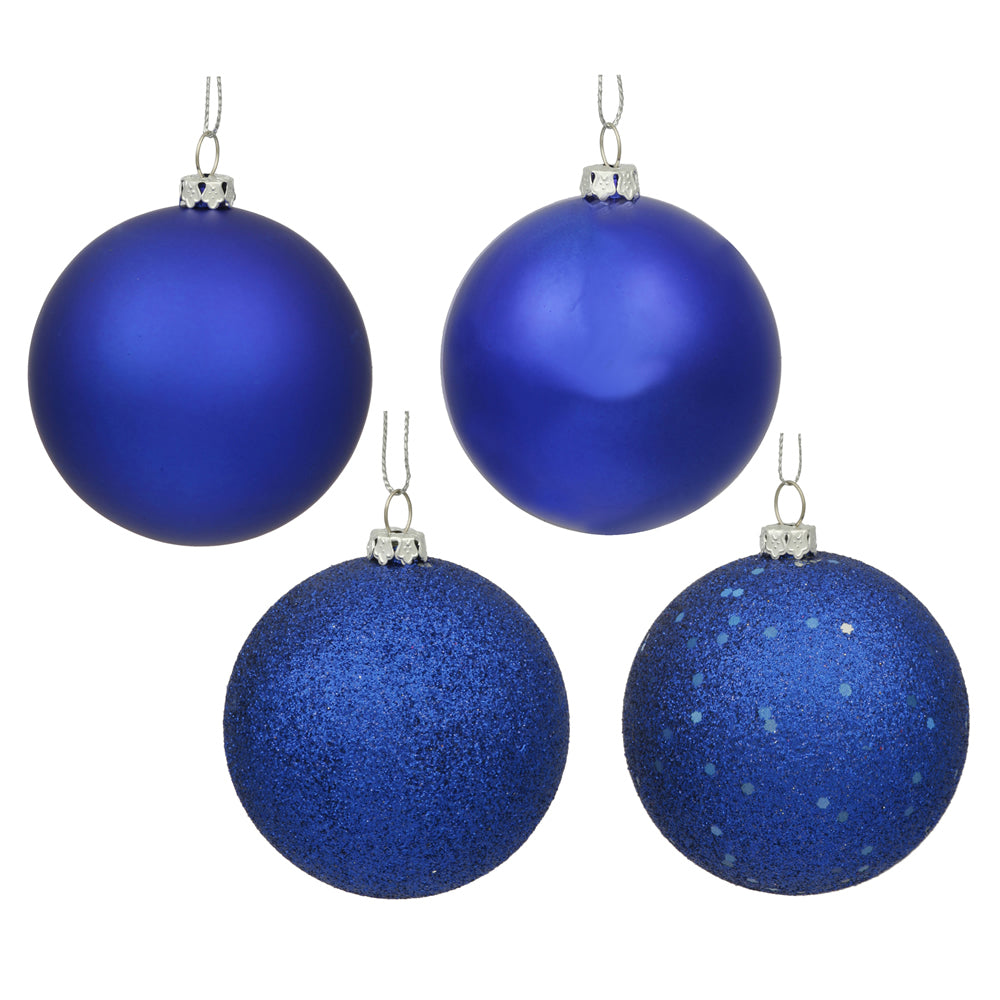 Vickerman 6" Cobalt 4-Finish Ball Ornament Assortment 4 per Box