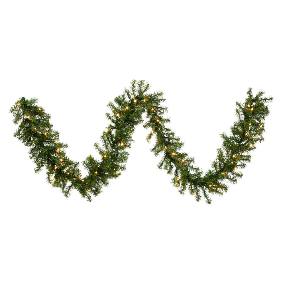 Vickerman 9' Canadian Pine Artificial Christmas Garland Clear Incandescent Mini Lights