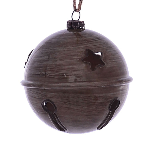 Vickerman 3" Pewter Wood Grain Bell Ornament. These ornaments are the perfect addition to any holiday decorating project. They features a light wood grain pattern. Includes 6 pieces per pack.