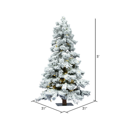 Vickerman 5' Flocked Spruce Artificial Christmas Tree Pure White Single  Mold LED Lights