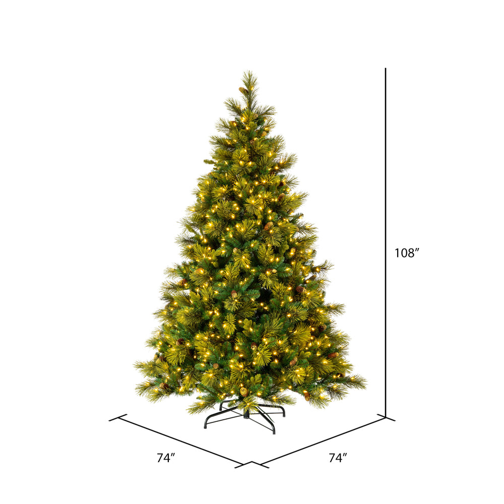 Vickerman 9' x 74" Emerald Mixed Fir Artificial Christmas Tree with Warm White LED Lights.