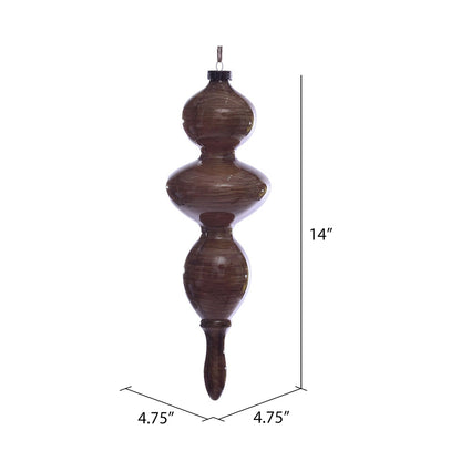 Vickerman 14" Brown Wood Grain Bubble Finial Ornament Pack of 3