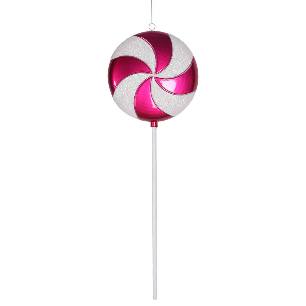 Vickerman 24" Cerise-White Candy Lollipop Christmas Ornament