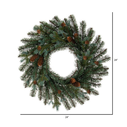 Vickerman 24" Blue Spruce Pine Cone Artificial Unlit Wreath.