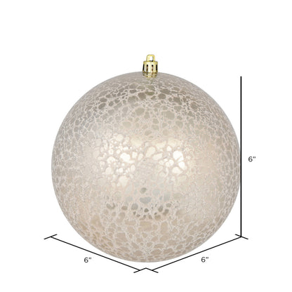 Vickerman 6" Champagne Crackle Ball Ornament 4 per Bag