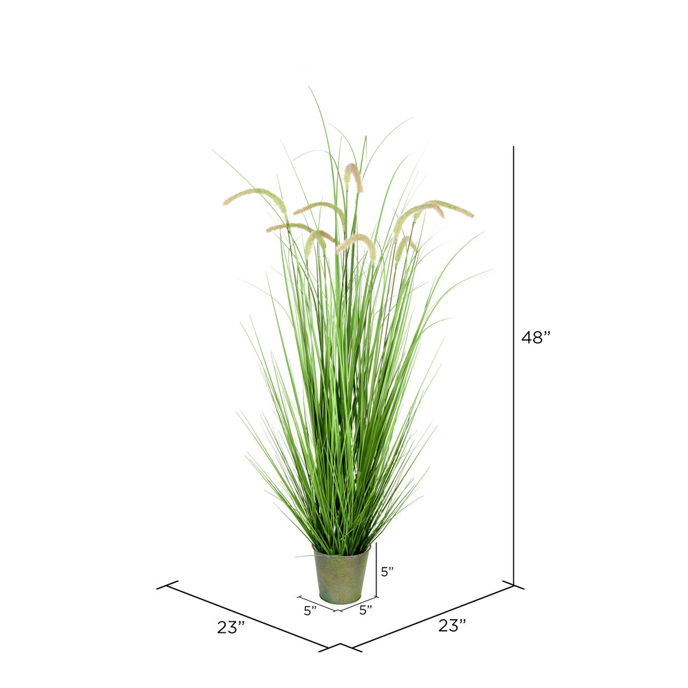 Vickerman 48" Artificial Potted Green Grass and Cattails.
