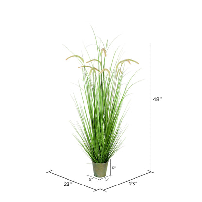 Vickerman 48" Artificial Potted Green Grass and Cattails.
