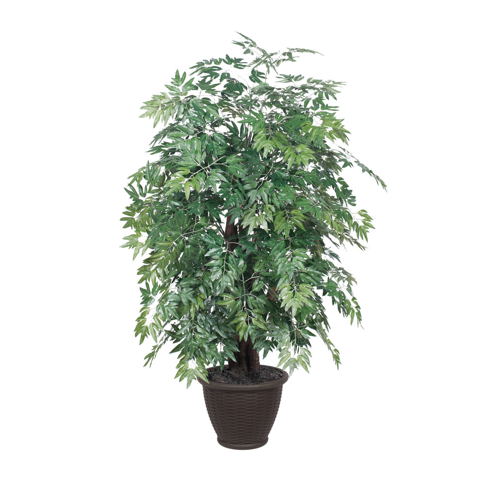 Vickerman 4' Artificial Ming Aralia Extra Full Bush Brown Plastic Container.