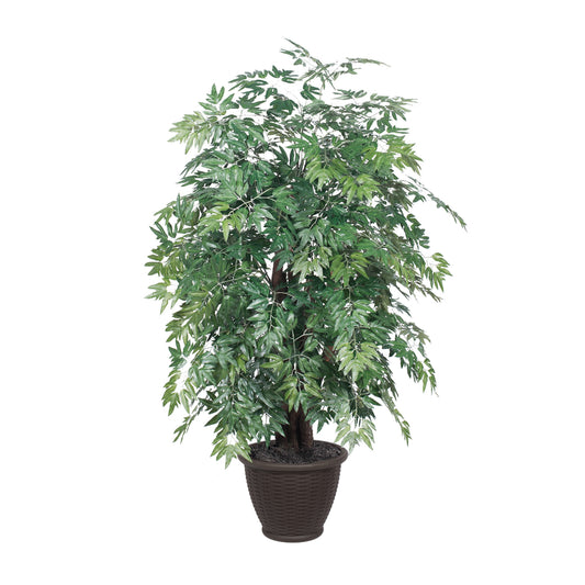 Vickerman 4' Artificial Ming Aralia Extra Full Bush Brown Plastic Container.