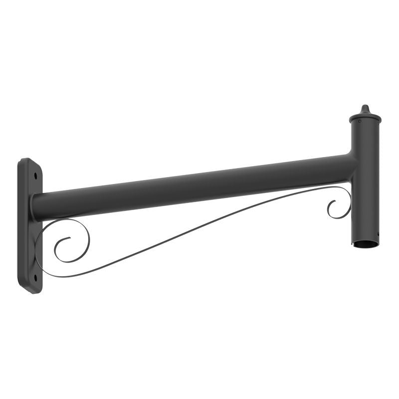 Westgate Dab Decorative Straight Pole Bracketett Model B, For Flat Or Round Poles, Black, Outdoor Lighting, Black Finish