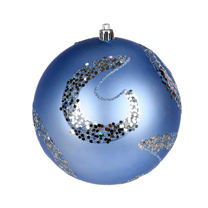 Vickerman 4.75" Periwinkle Matte Sequin Swirl Ornament 4 per Bag