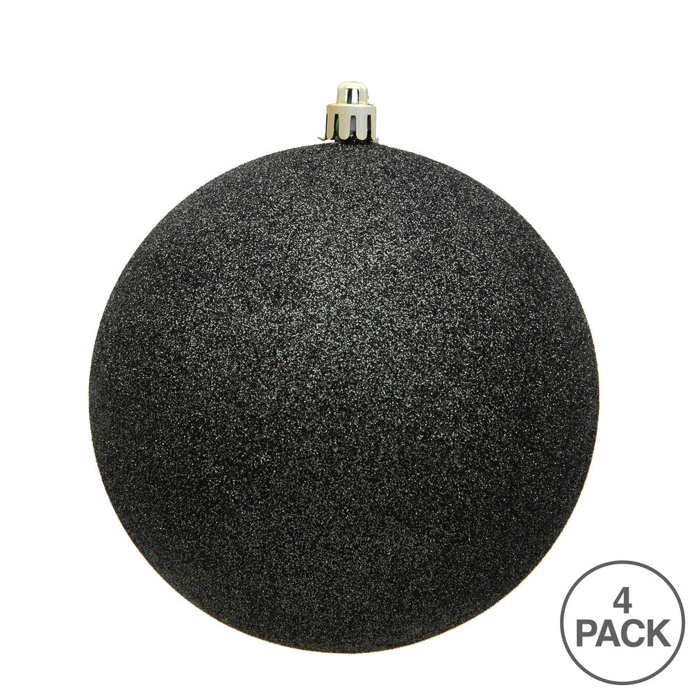 Vickerman 6" Gunmetal Glitter Ball Ornament 4 per Bag