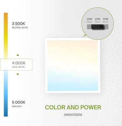 ASD Lighting LED Back-Lit Panel 2x2ft 20/25/30W 120-277V 0-10V Dimmable 3500/4000/5000K White UL DLC Premium 4 pack