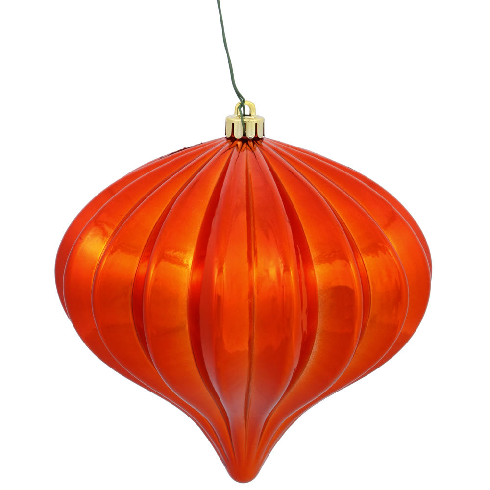 Vickerman 5.7" Burnished Orange Shiny Onion Christmas Ornament UV treated Set of 3