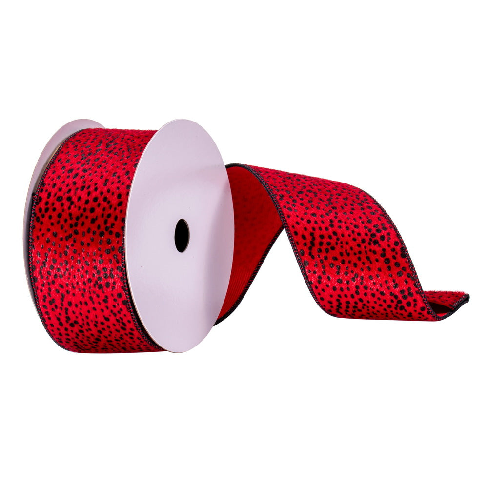 Vickerman 2.5" x 10 Yards Red Cheetah Ribbon