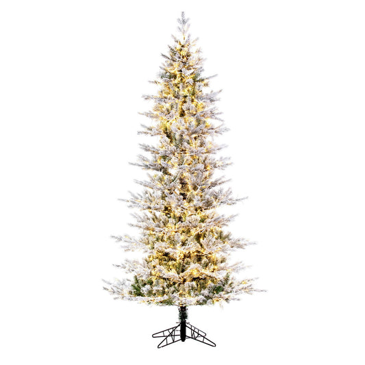 Vickerman 7.5' x 45" Flocked Slim Kiana Artificial Christmas Tree 3mm LED Color Changing Lights