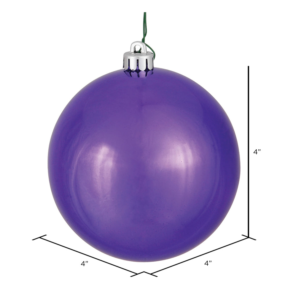 Vickerman 4" Plum Shiny Ball Ornament 6 per Bag