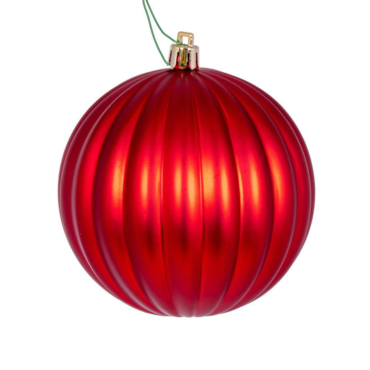 Vickerman 4" Red Matte Lined Ball Ornament 6 per Bag.