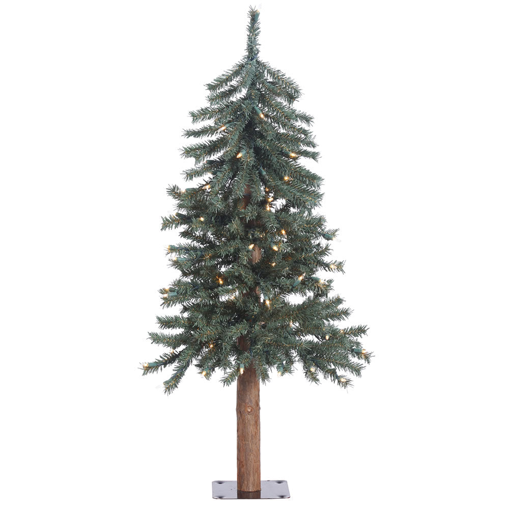 Vickerman 3' Natural Bark Alpine Artificial Christmas Tree Warm White Dura-lit LED Lights