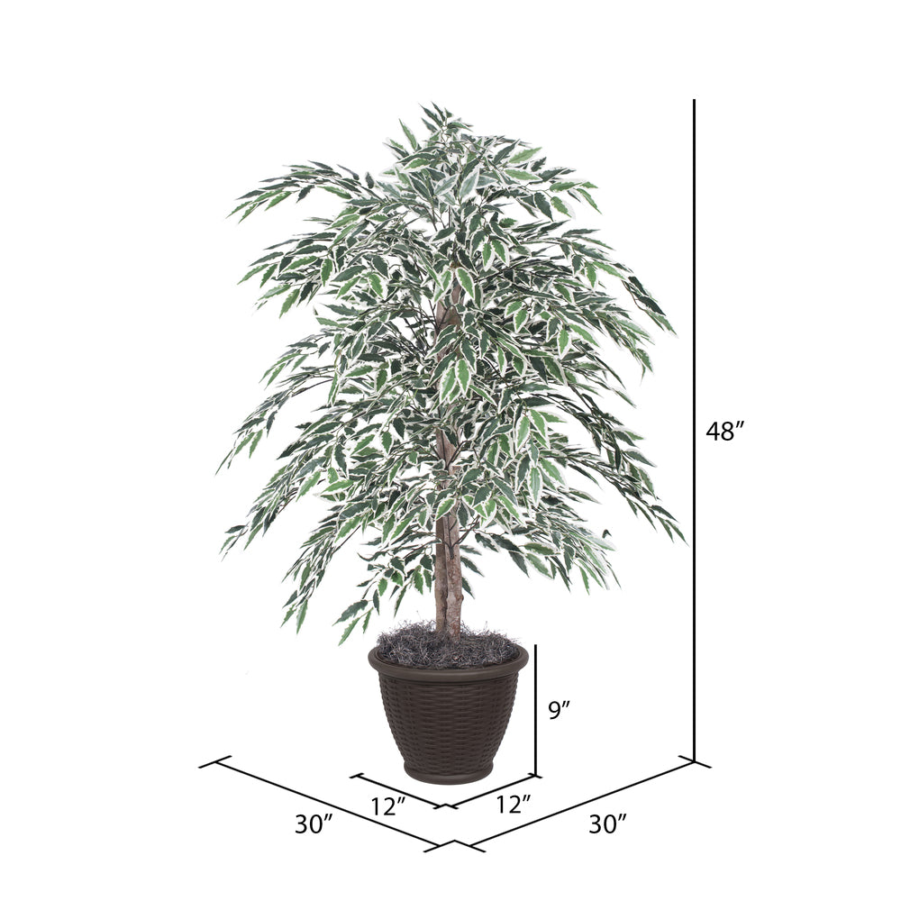 Vickerman 4' Artificial Variegated Smilax Bush Rattan Basket