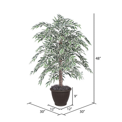 Vickerman 4' Artificial Variegated Smilax Bush Rattan Basket