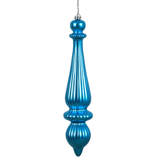 Vickerman 14" Turquoise Shiny Finial Drop Ornament Pack of 2