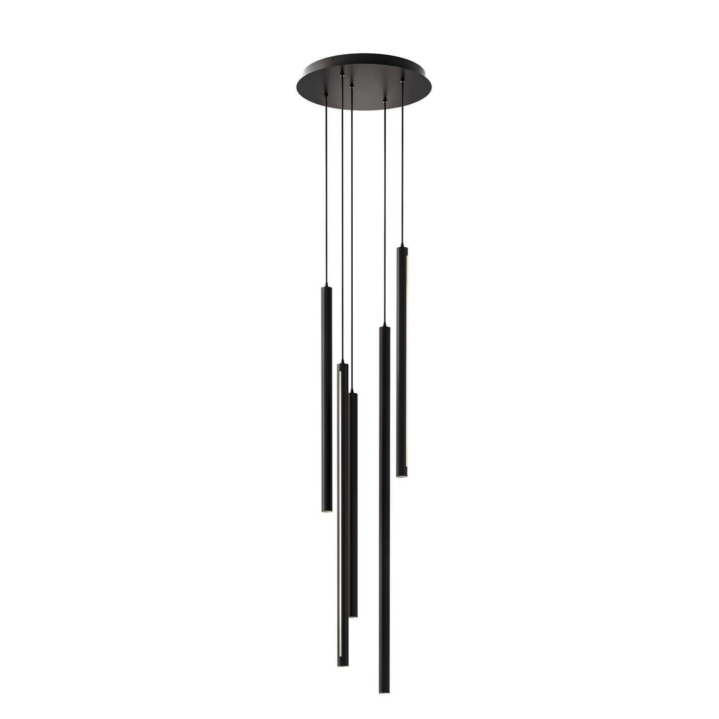 Dals Lighting Led Cylindrical Pendant Round/Rectangular Cluster - 5 Pendants - 3K/35K/4K - 120-277V