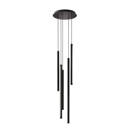 Dals Lighting Led Cylindrical Pendant Round/Rectangular Cluster - 5 Pendants - 3K/35K/4K - 120-277V