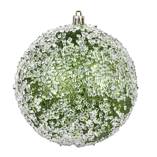 Vickerman 6" Moss Green Glitter Hail Ball. 4 per pack.