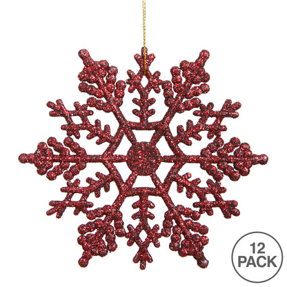 Vickerman 6.25" Burgundy Glitter Snowflake Christmas Ornament 12 per Box