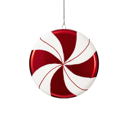 Vickerman 6" Red-White Swirl Flat Candy Christmas Ornament