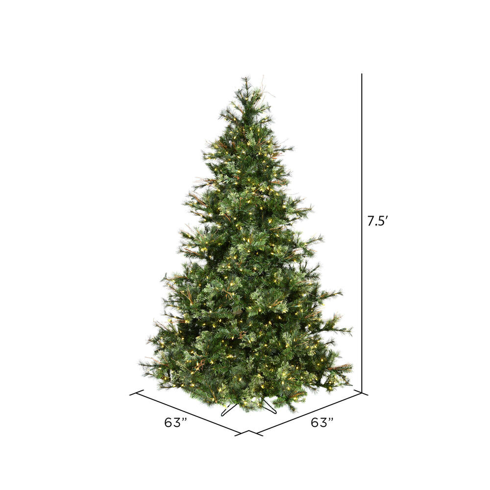 Vickerman 7.5' Mixed Country Pine Artificial Christmas Tree Warm White Dura-Lit® LED Lights