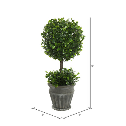 Vickerman 13" Artificial Green Boxwood Topiary.