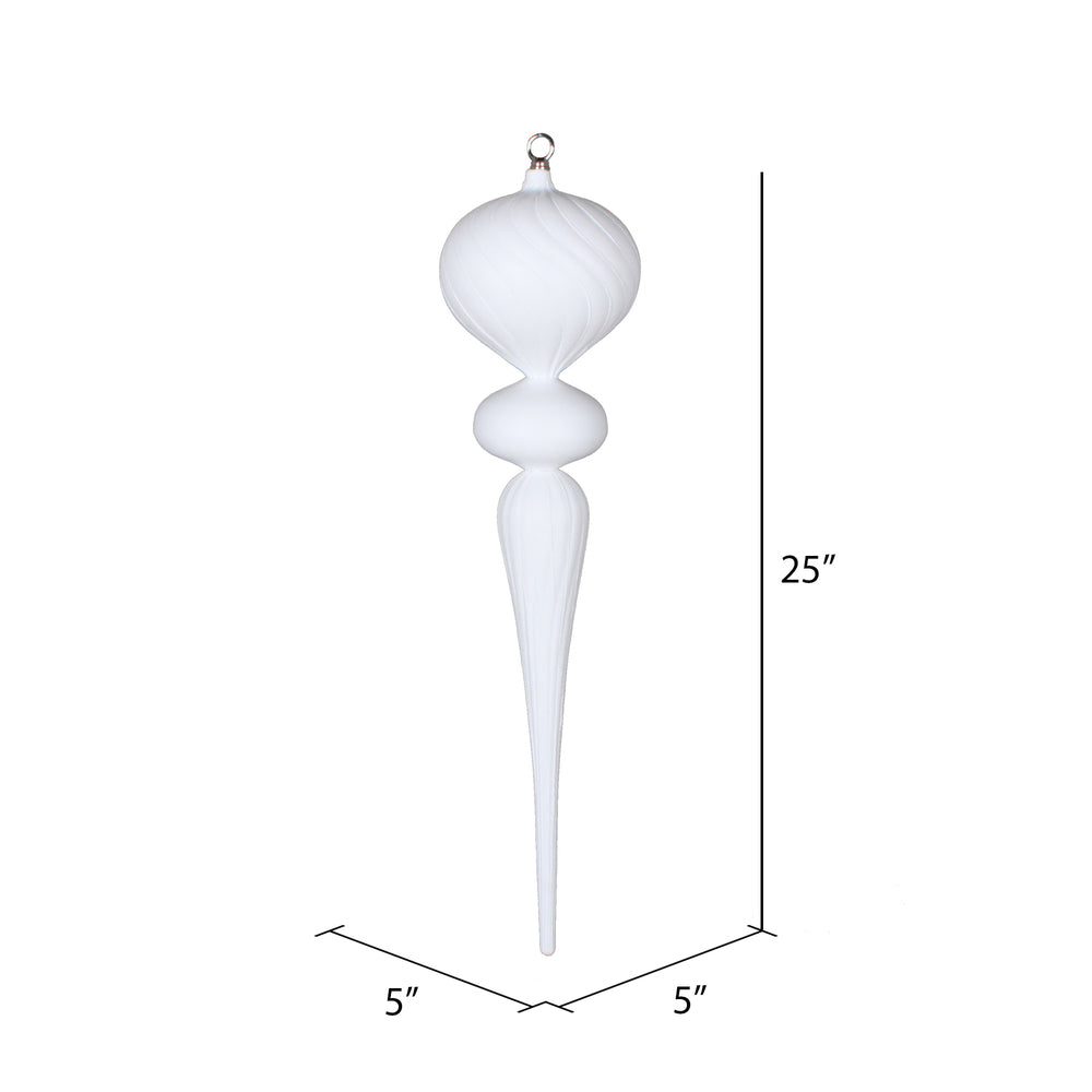 Vickerman 25" White Matte Finial Ornament with Glitter Accents