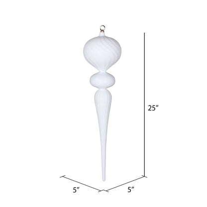Vickerman 25" White Matte Finial Ornament with Glitter Accents